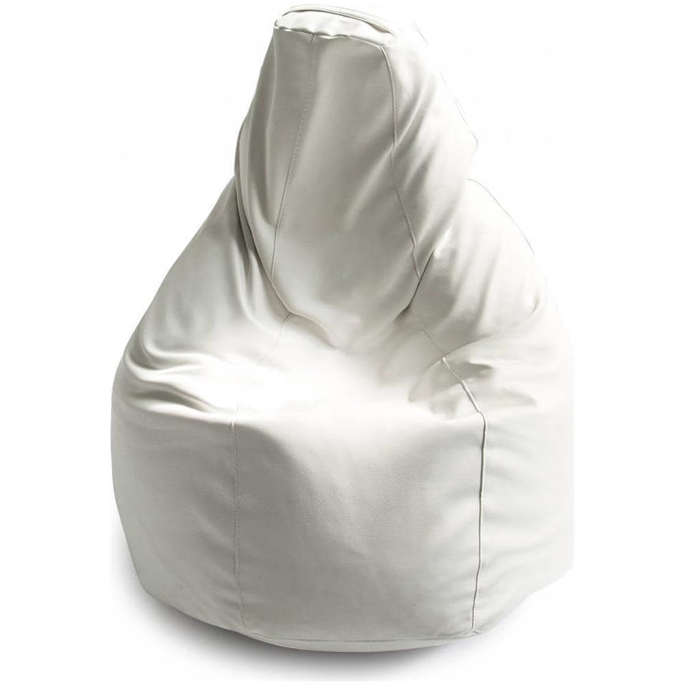 Pouf Annachiara, Pouf A Sacco, 100% Made In Italy, Poltrona A Sacco In Ecopelle, Cm 70x70h110, Bianco - Foto 3