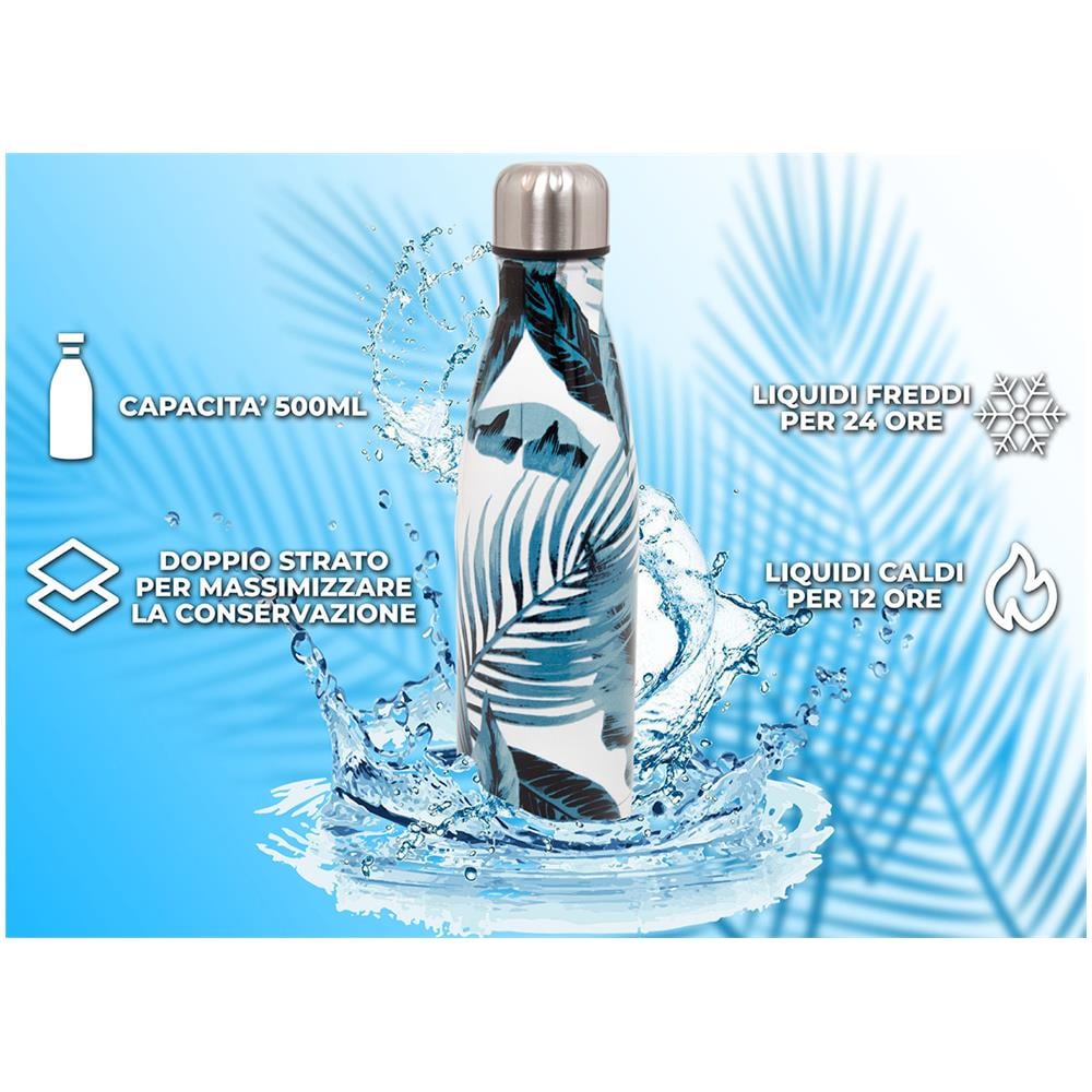 Borraccia Termica 500ml Bottiglia Acqua Thermos Caff&egrave; E Bevande Calde In Acciaio In Fantasia Doppio Strato Borraccia Felce Verde - Foto 2