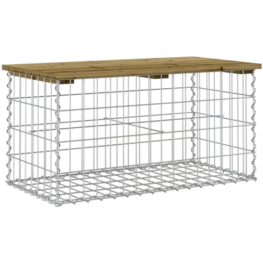 Panca da Giardino Design Gabbione 83x44x42 cm Pino Impregnato - Foto 2