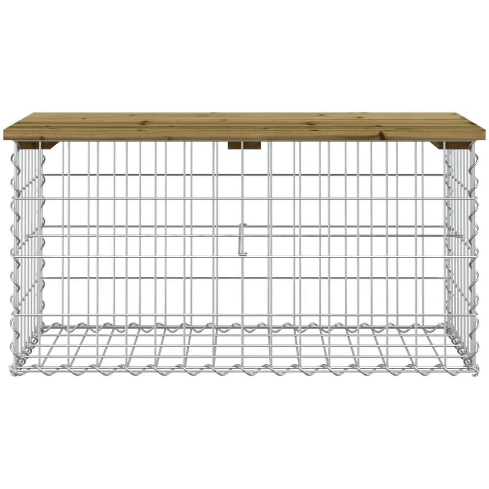 Panca da Giardino Design Gabbione 83x44x42 cm Pino Impregnato - Foto 3