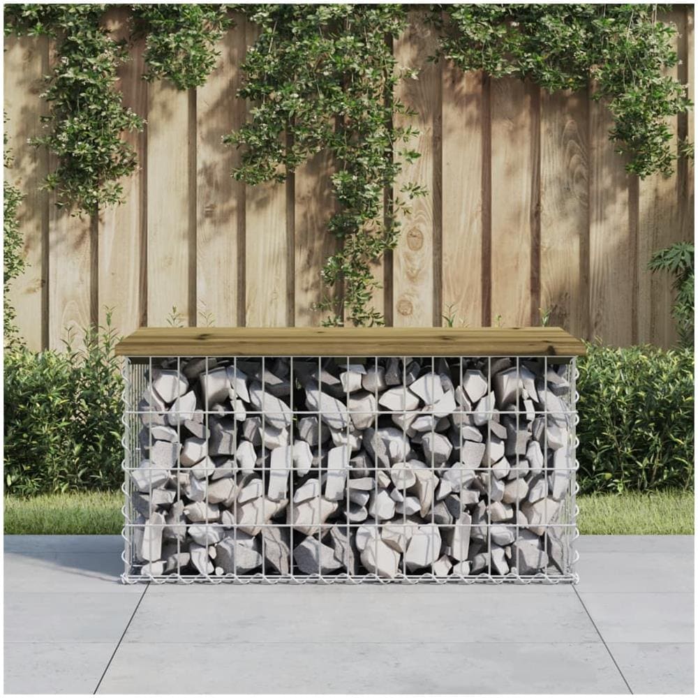 Panca da Giardino Design Gabbione 83x44x42 cm Pino Impregnato - Foto 1