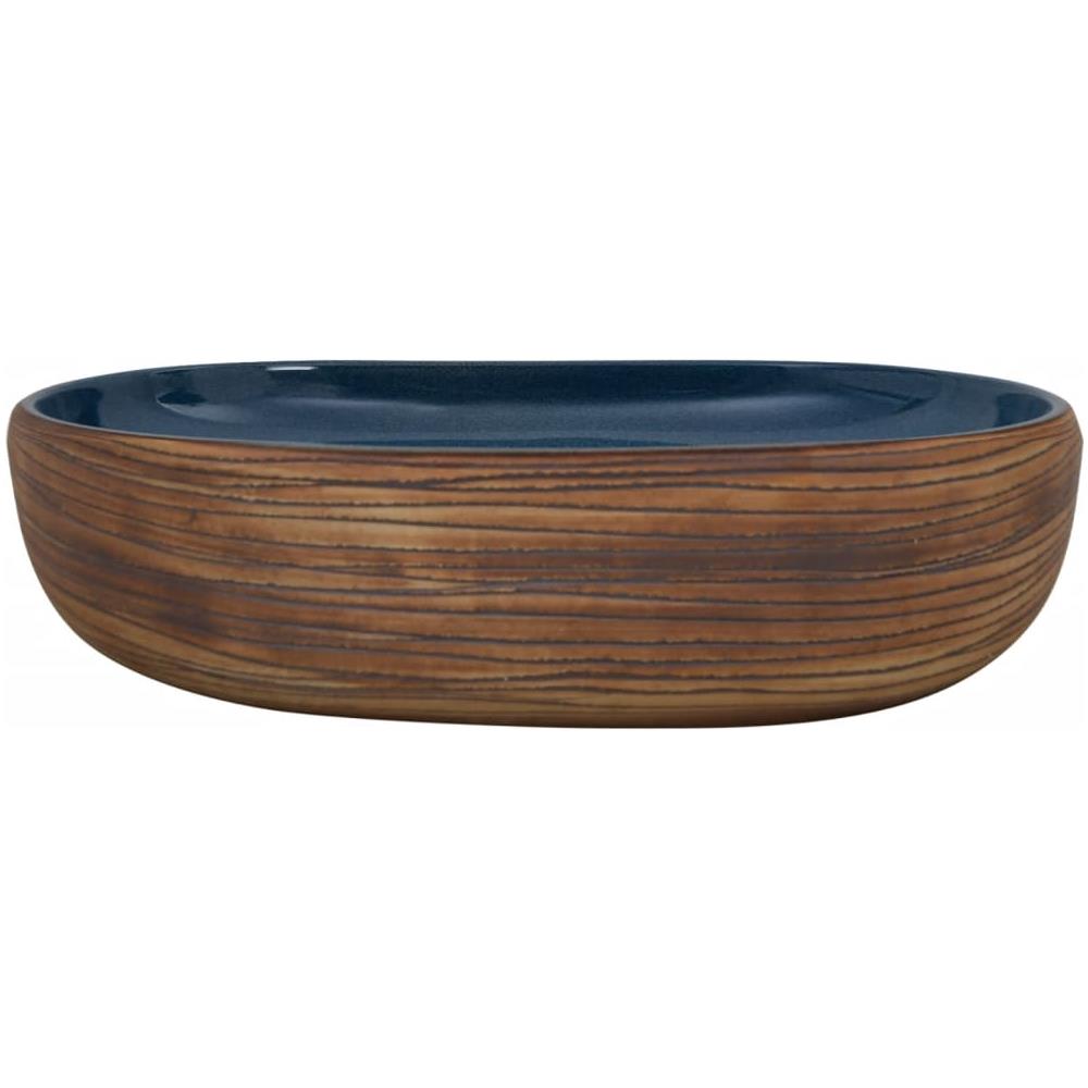 Lavabo Da Appoggio Marrone E Blu Ovale 59x40x14 Cm Ceramica - Foto 3