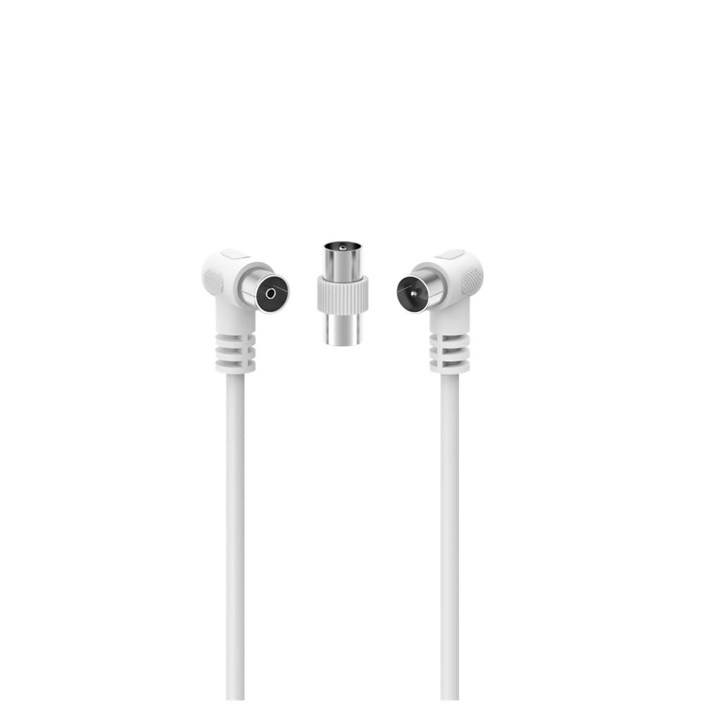 Cavo antenna 90° M /F con adattatore M /M, 1,5 metri, 75 dB, bianco - Foto 2