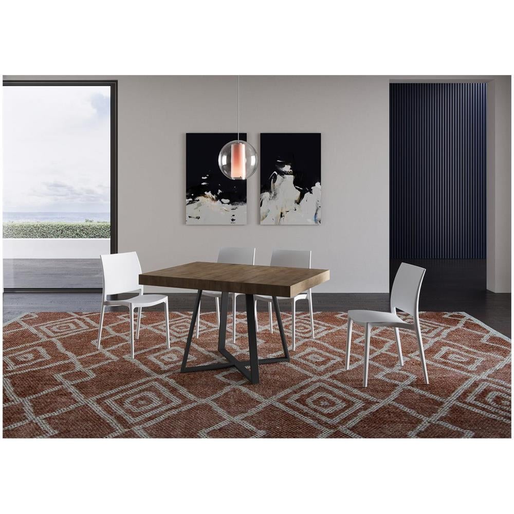 Tavolo allungabile 90x130/390 cm Abbraccio noce gambe antracite - Foto 2