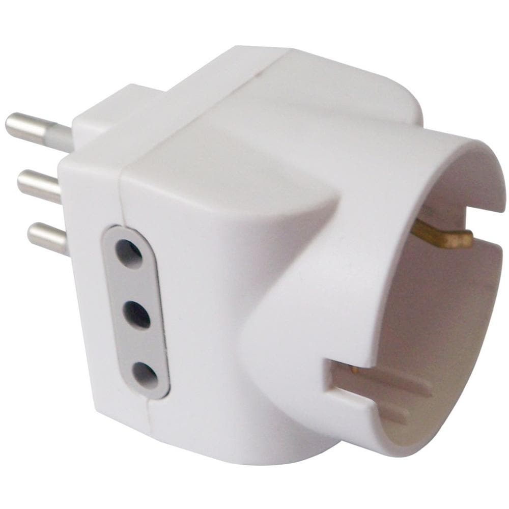 Adattatore Schuko 10a E 2 Prese 10a Bianco - Foto 1