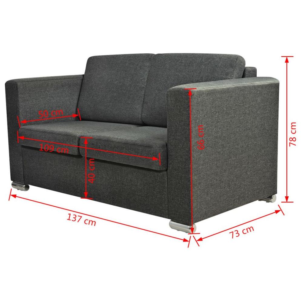 Divano A 2 Posti In Stoffa Grigio Scuro - Foto 14