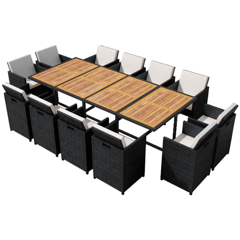 37 Pz Set Mobili Da Giardino Legno Di Acacia E Polirattan Nero - Foto 2
