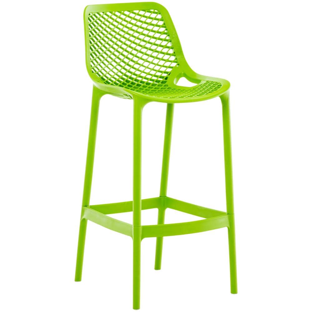 Sgabello Alto Outdoor Air in Polipropilene I Sgabello Impilabile Alt. 75 CM | Sgabello Bar Facile da Pulire I Sedia Design Carico Max 130 kg Verde - Foto 1