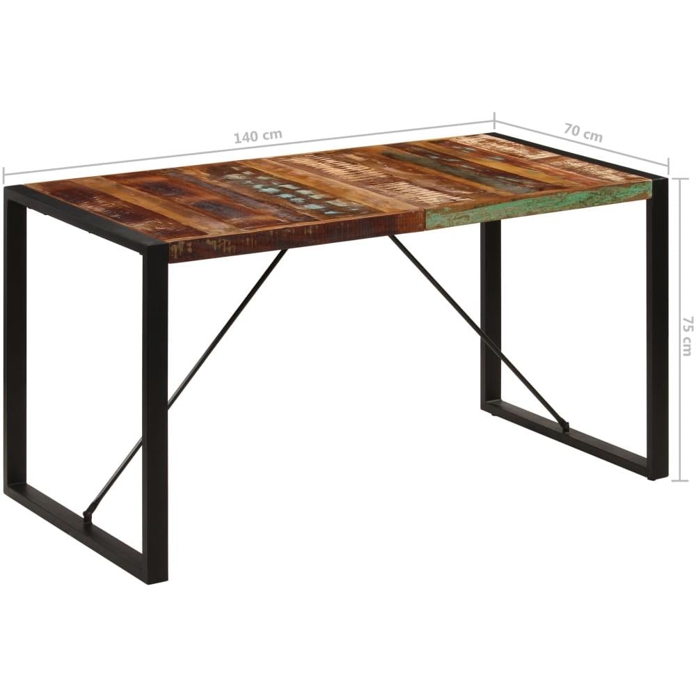 Tavolo Da Pranzo 140x70x75 Cm Legno Massello Di Recupero - Foto 8