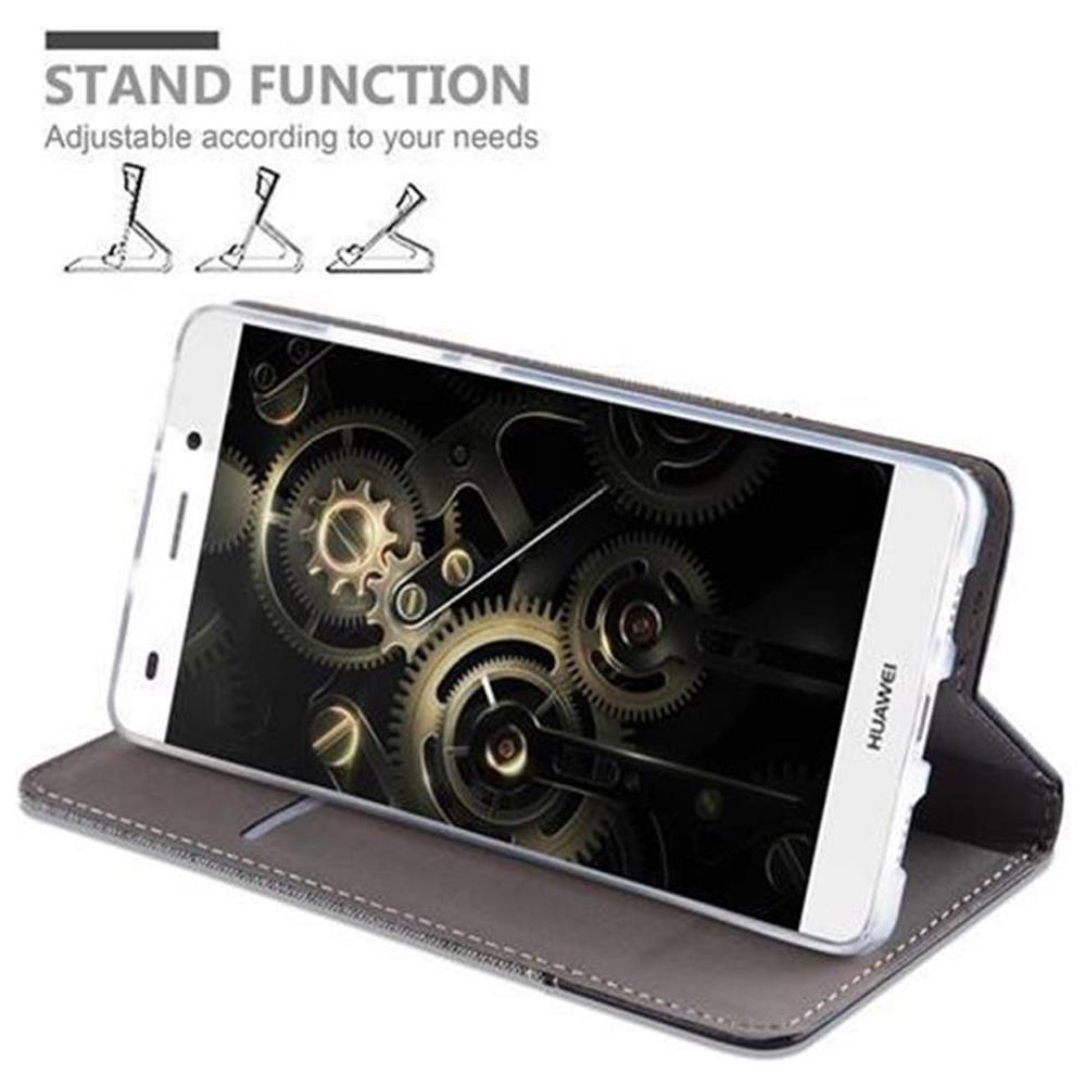 Custodia Compatibile Con Huawei P8 Lite 2015 In Grigio Nero - Coperchio Protettiva Con Chiusura Magnetica, Funzione Stand E Tasca Per Le Carte - Foto 8