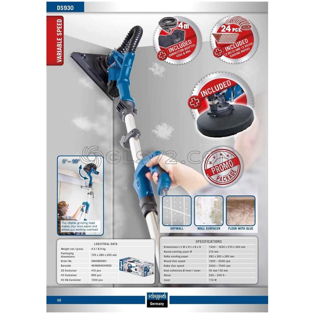 Levigatrice Muro Carteggiatrice Asta Telescopica 710w 215 Mm Ds930 - Foto 2