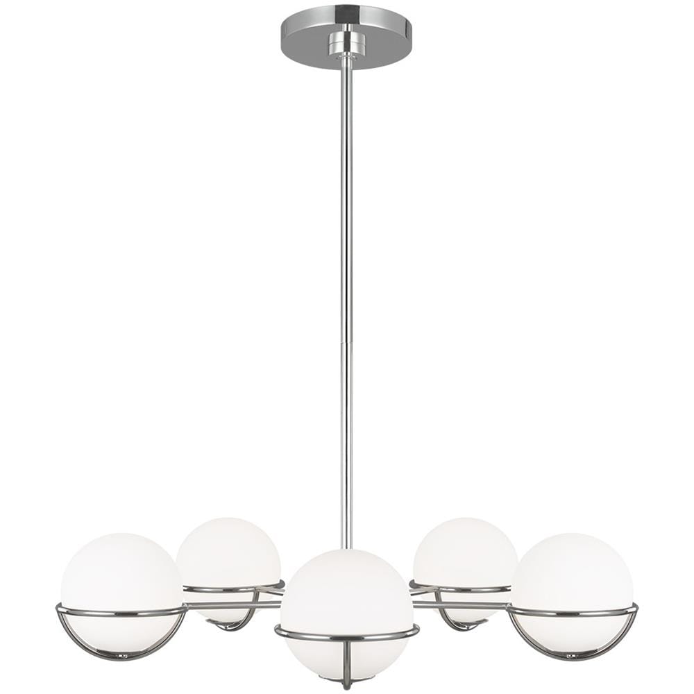 Lampadario Con 5 Sfere Di Luce, Nichel Lucido, G9 - Foto 1