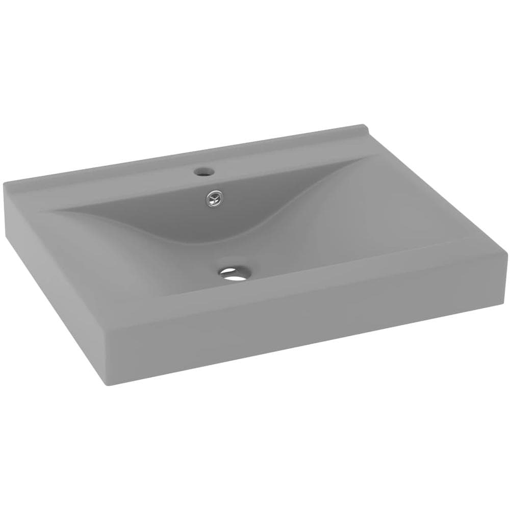 Lavabo con Foro Rubinetto Grigio Chiaro Opaco 60x46 cm Ceramica - Foto 1