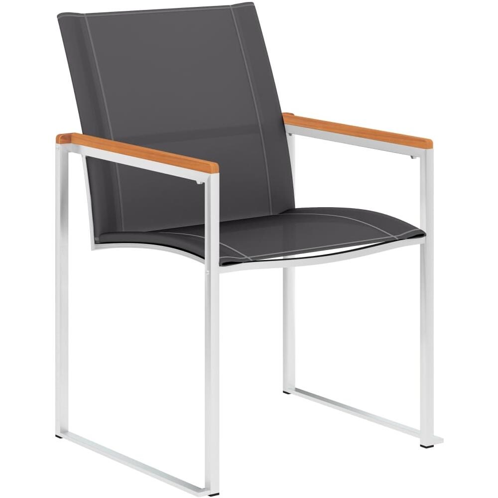 Sedie Da Giardino 2 Pz In Textilene E Acciaio Inox Grigie - Foto 2