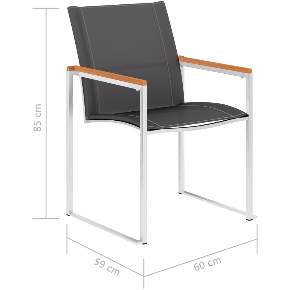 Sedie Da Giardino 2 Pz In Textilene E Acciaio Inox Grigie - Foto 8