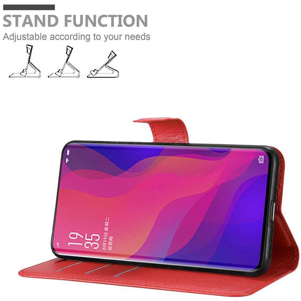 Custodia Compatibile Con Oppo Find X In Rosso Carminio - Coperchio Protettiva Con Chiusura Magnetica, Funzione Stand E Tasca Per Le Carte - Foto 2