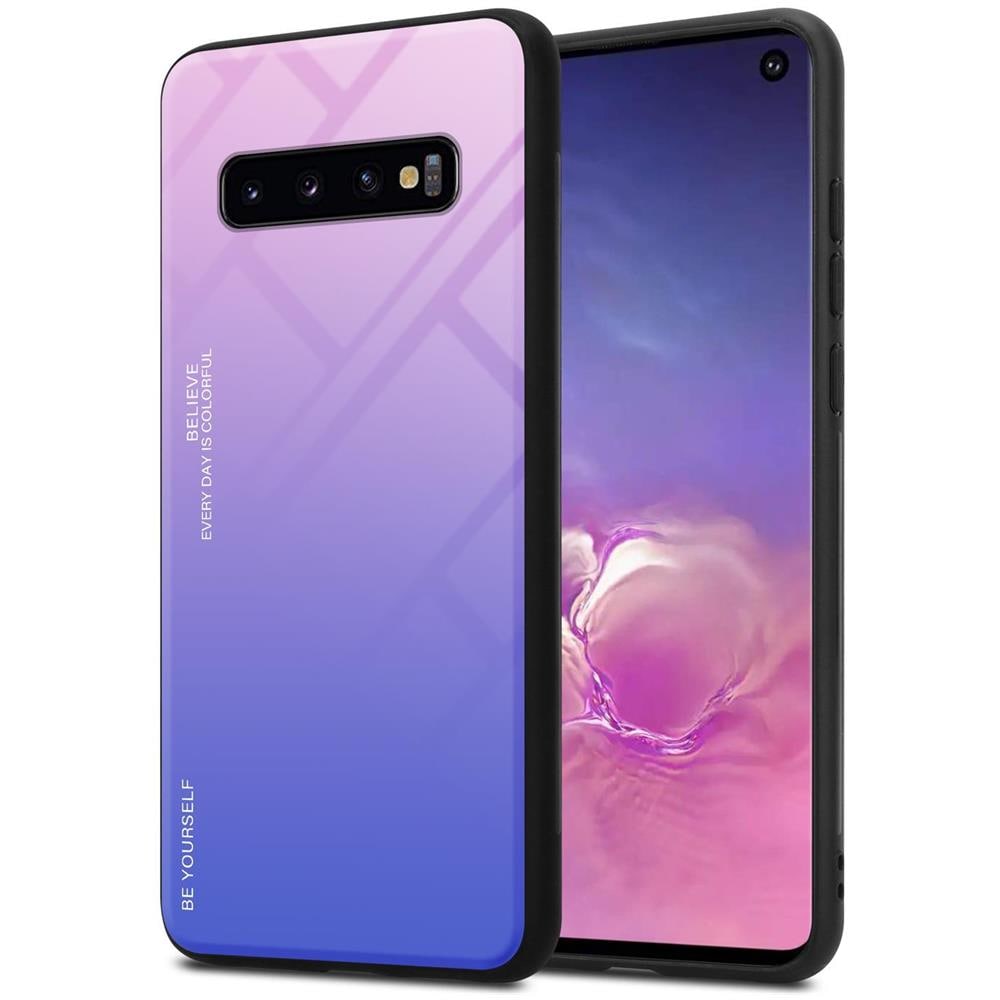 Custodia Compatibile Con Samsung Galaxy S10 4g In Rosa - Blu - Coperchio Protettivo Bicolore In Vetro Temperato E Silicone Tpu - Foto 1