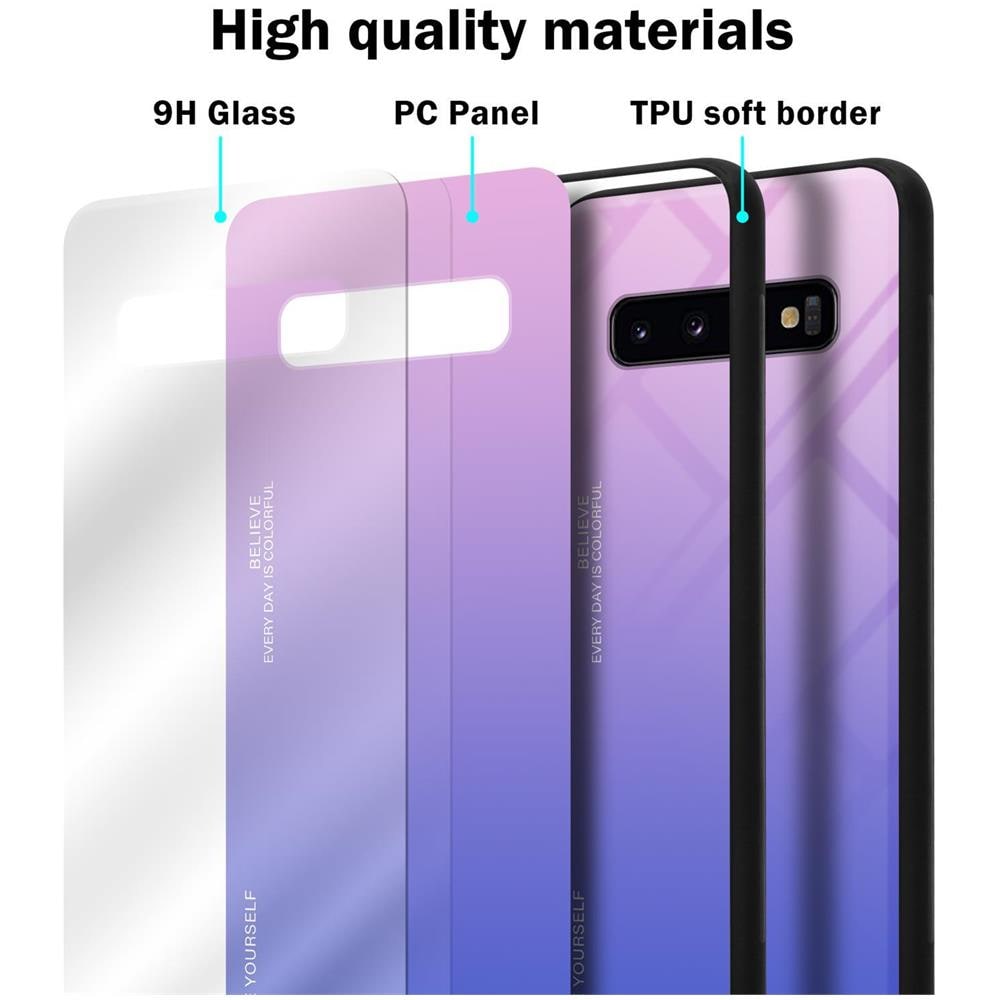 Custodia Compatibile Con Samsung Galaxy S10 4g In Rosa - Blu - Coperchio Protettivo Bicolore In Vetro Temperato E Silicone Tpu - Foto 7