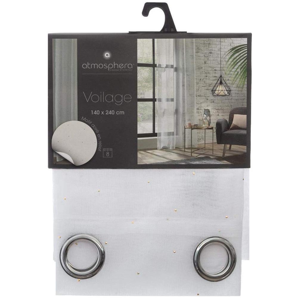 Tenda Da Salone Bianca, Stampa A Pois Oro, Atmosphera, 140 X 240 Cm - Foto 2