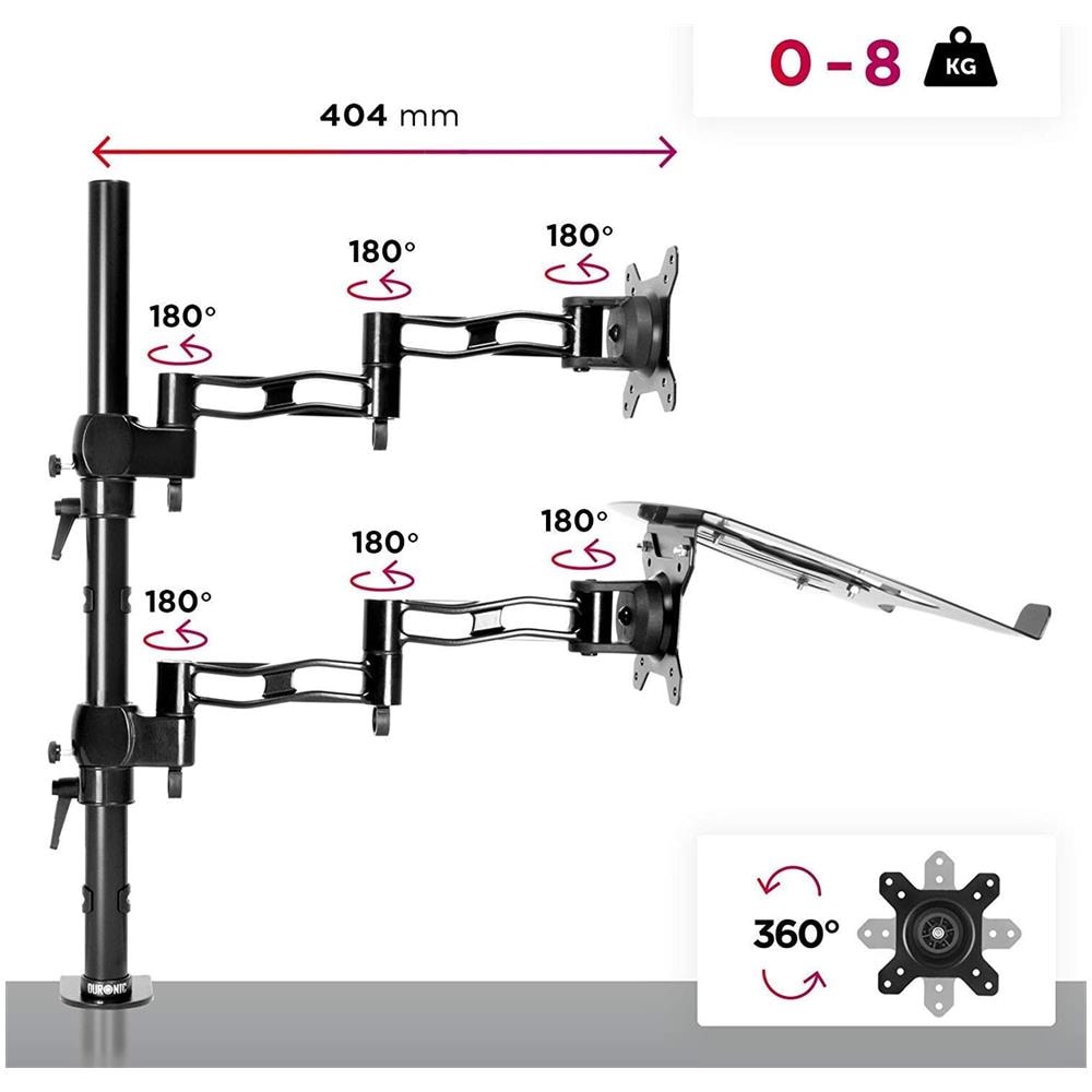 Dm35l1x1 Supporto Monitor Da Scrivania Con Morsetto E Piattaforma Per Pc Portatile - Braccio Porta Monitor Inclinabile Ed Orientabile - Compatibilità Universale Con Schermi Tv Vesa 100*100 - Foto 2