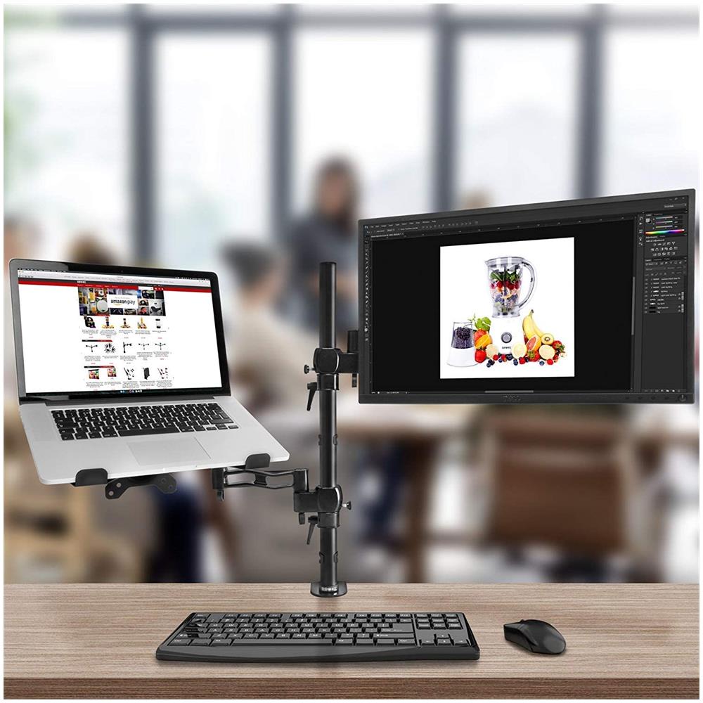 Dm35l1x1 Supporto Monitor Da Scrivania Con Morsetto E Piattaforma Per Pc Portatile - Braccio Porta Monitor Inclinabile Ed Orientabile - Compatibilità Universale Con Schermi Tv Vesa 100*100 - Foto 6