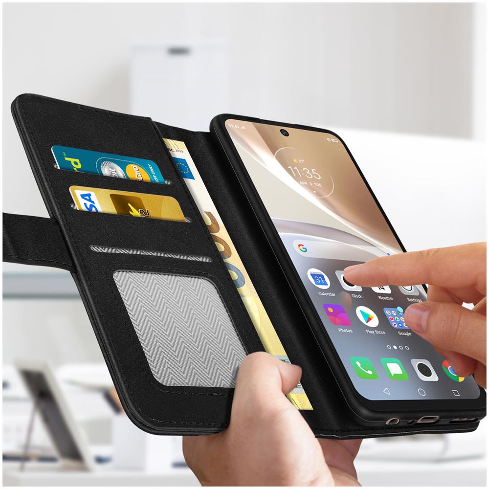 Custodia Motorola Moto G32 Portafoglio E Funzione Supporto Video Nera - Foto 5
