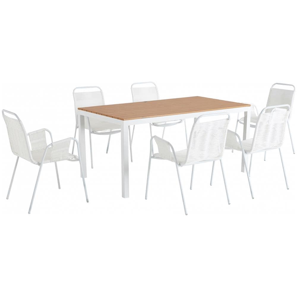 Set Da Giardino Tavolo 6 Poltrone Alluminio Bianco Alondra - Foto 1