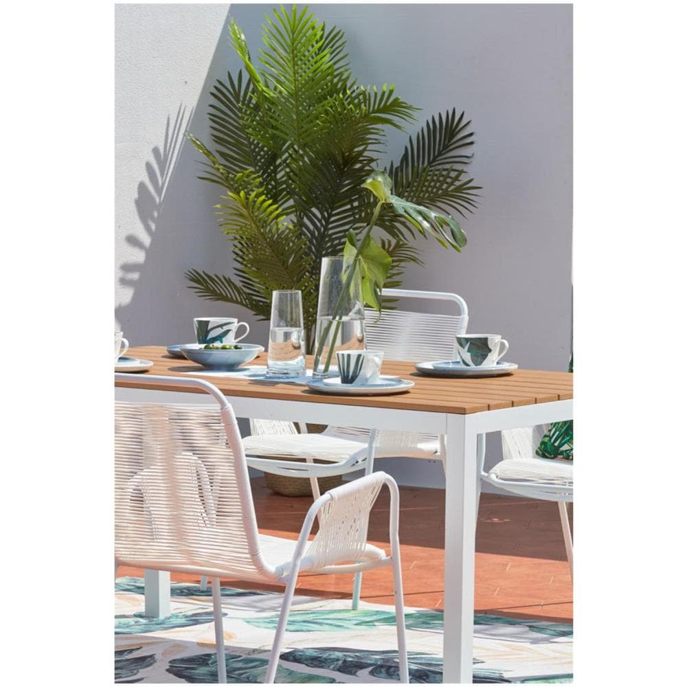 Set Da Giardino Tavolo 6 Poltrone Alluminio Bianco Alondra - Foto 8