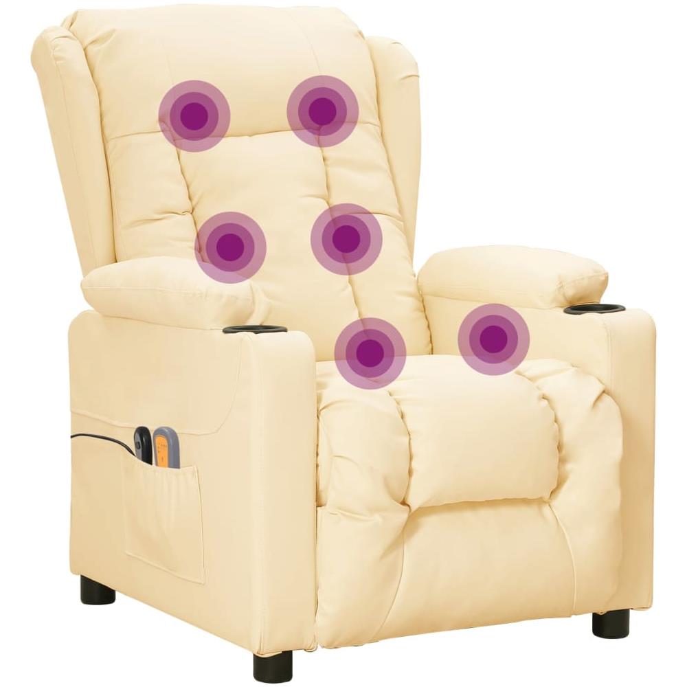 Poltrona Elettrica Massaggio Reclinabile Crema In Similpelle - Foto 8