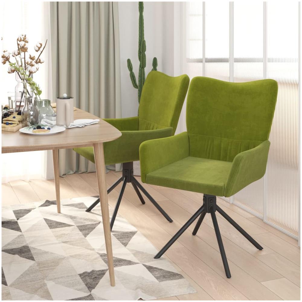 Sedie Da Pranzo Girevoli 2 Pz Verde Chiaro In Velluto - Foto 3