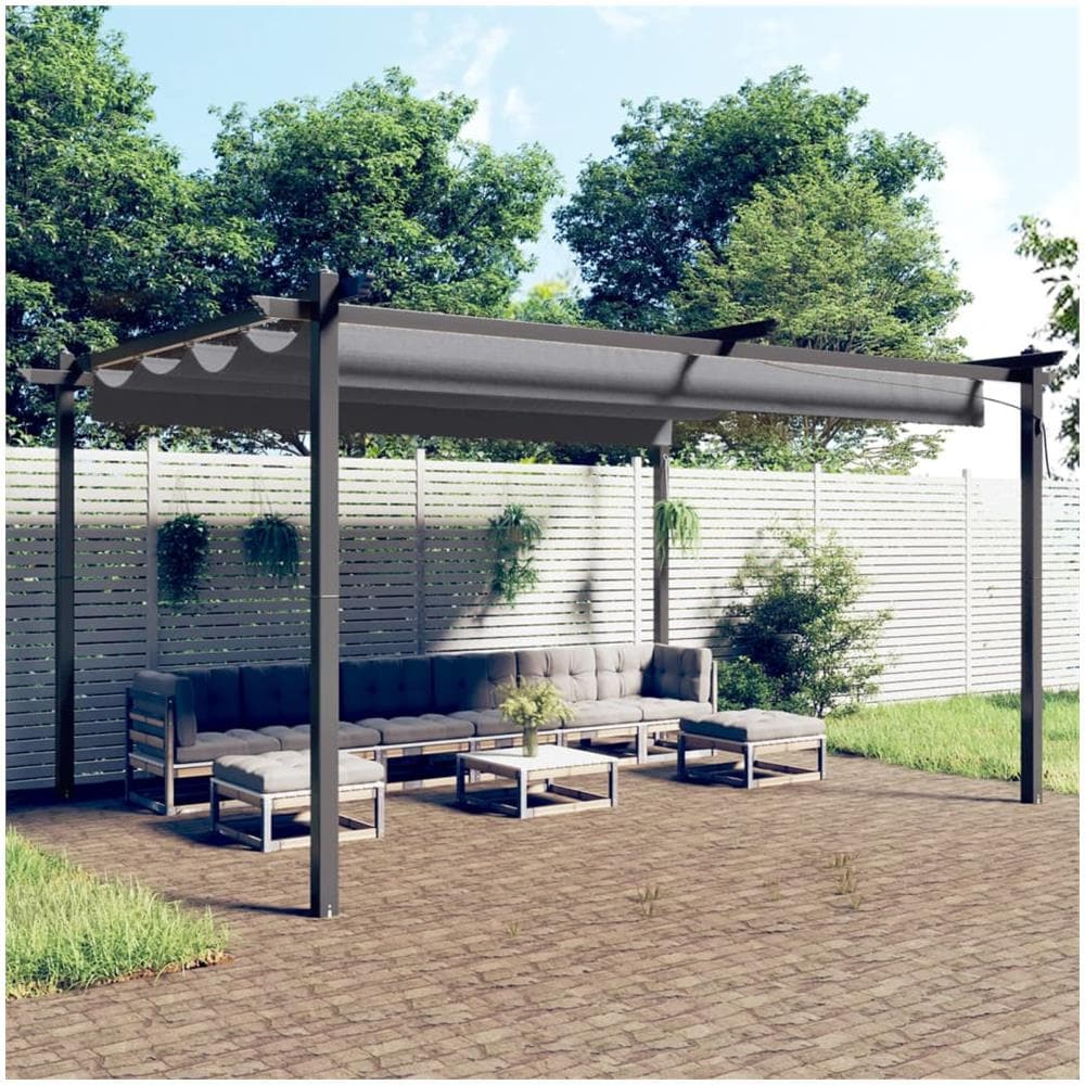 Pergola Da Giardino Con Tetto Retrattile 4x3 M Antracite - Foto 1