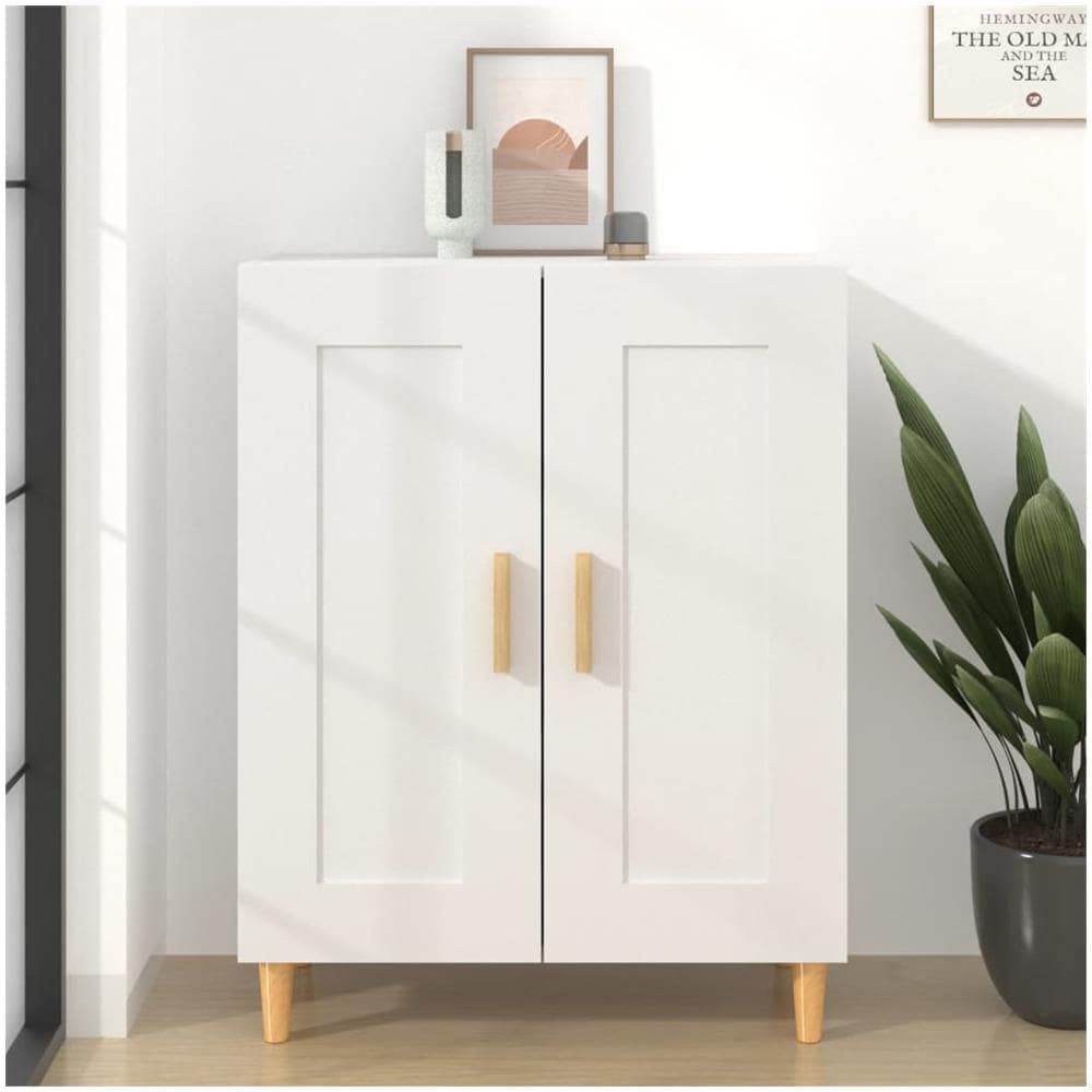 Credenza Bianca 69,5x34x90 Cm In Legno Multistrato - Foto 1