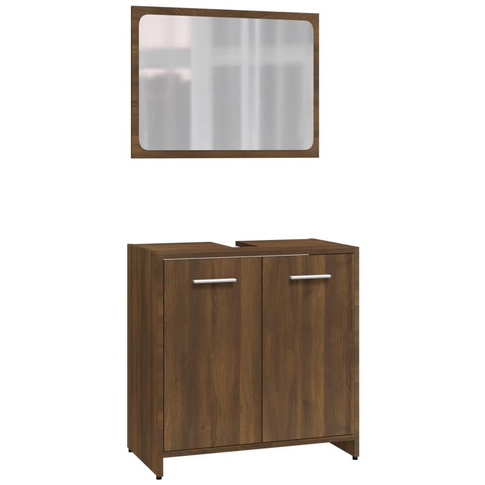 Set Mobili Da Bagno Rovere Marrone In Legno Multistrato - Foto 2