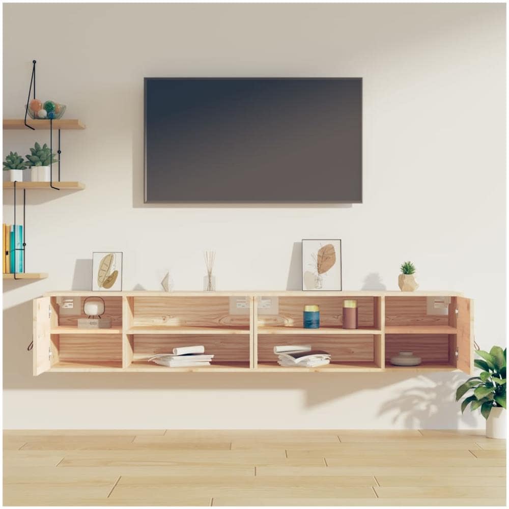 Pensili 2 Pz 80x30x30 Cm In Legno Massello Di Pino - Foto 2