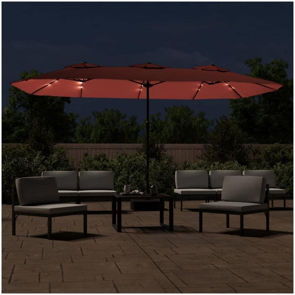 Ombrellone A Doppia Testa Con Led Terracotta 449x245 Cm - Foto 3