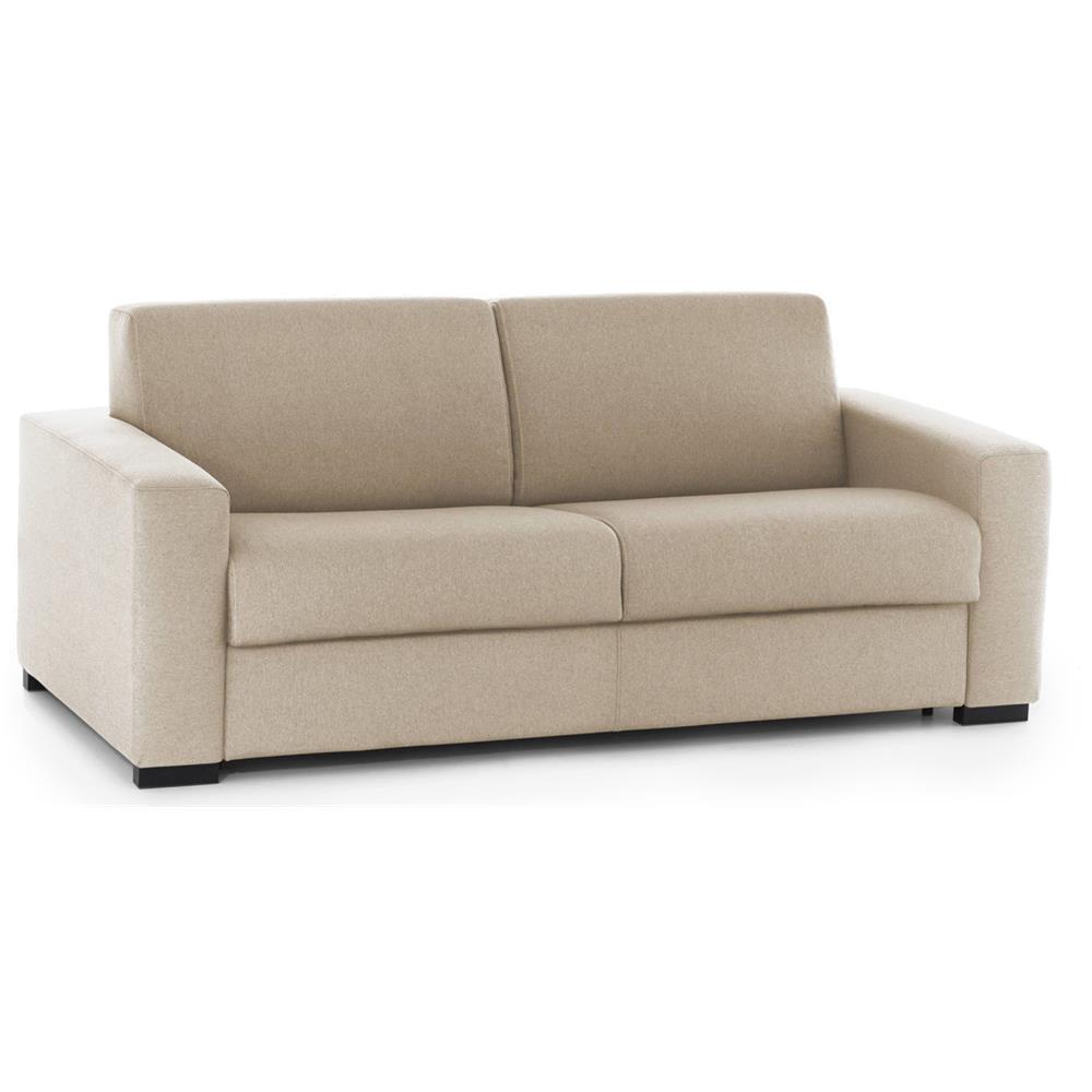 Divano Letto Aleida, Divano A 2 Posti, 100% Made In Italy, Sofà Soggiorno Con Apertura Girevole, In Tessuto Imbottito, Con Braccioli Standard, Cm 180x95h90, Beige - Foto 2