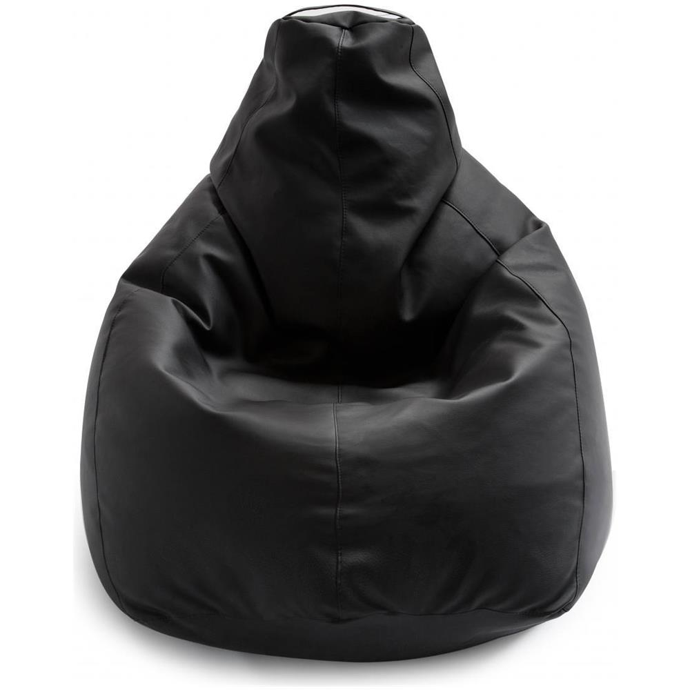 Pouf Annachiara, Pouf A Sacco, 100% Made In Italy, Poltrona A Sacco In Ecopelle, Cm 70x70h110, Nero - Foto 3