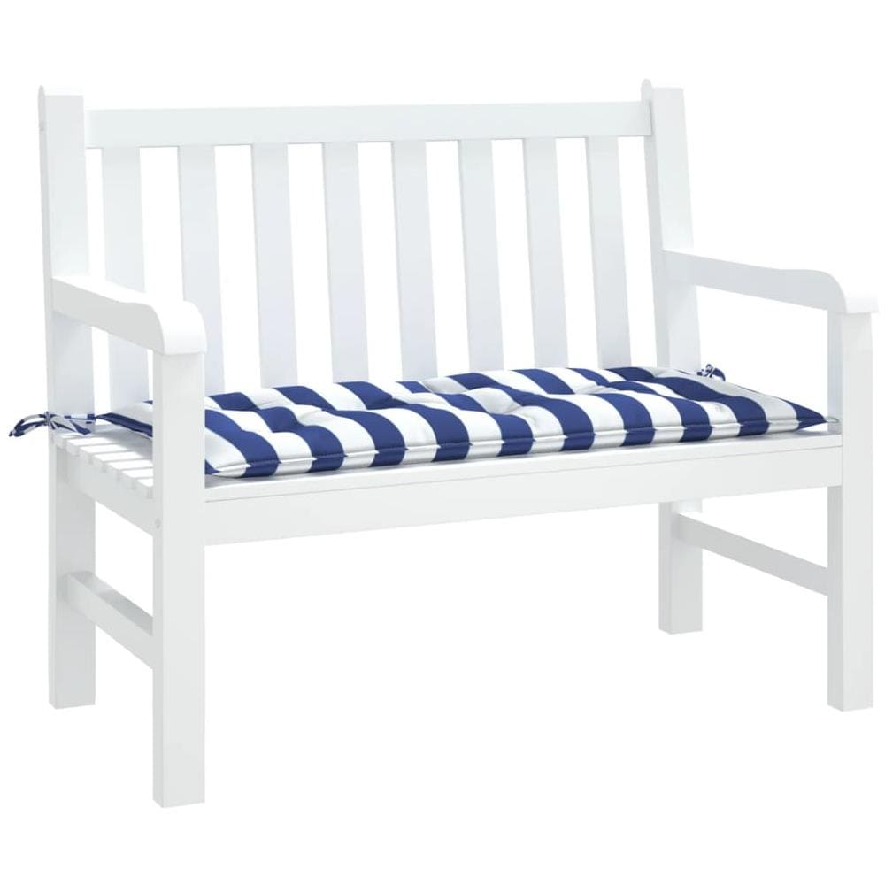 Cuscino Panca Giardino Righe Bianche E Blu 110x50x7 Cm Tessuto - Foto 3