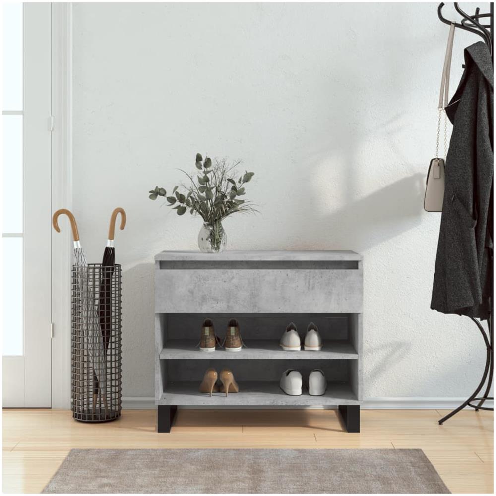 Scarpiera Grigio Cemento 70x36x60 Cm In Legno Multistrato - Foto 1