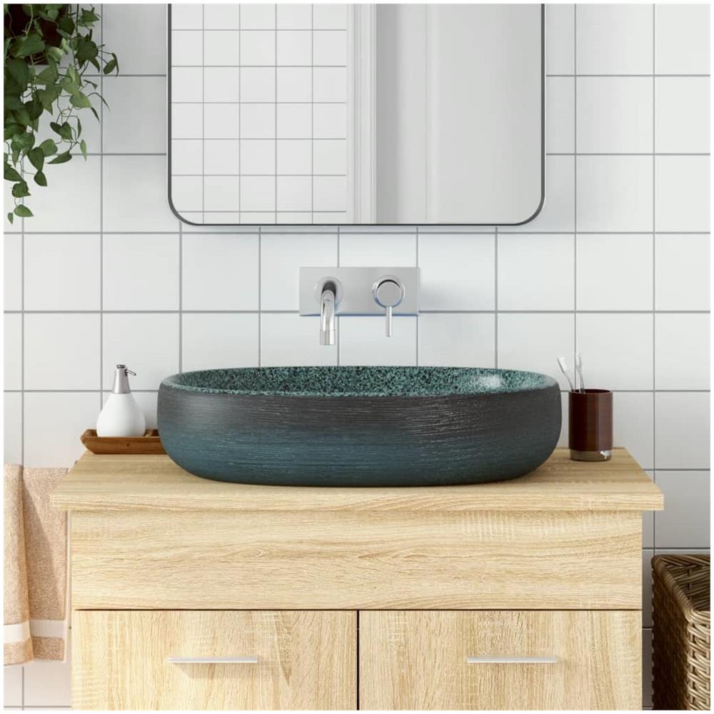 Lavabo Da Appoggio Turchese Ovale 59x40x14 Cm Ceramica - Foto 1