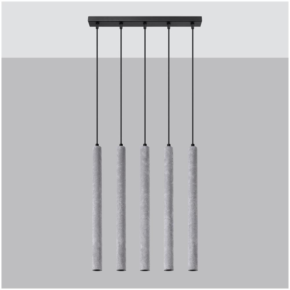 Lampada A Sospensione Pastelo 5l In Cemento Sl. 1274 - Moderno Lampade A Sospensione Grigio 110x45x5 Cm - Foto 2