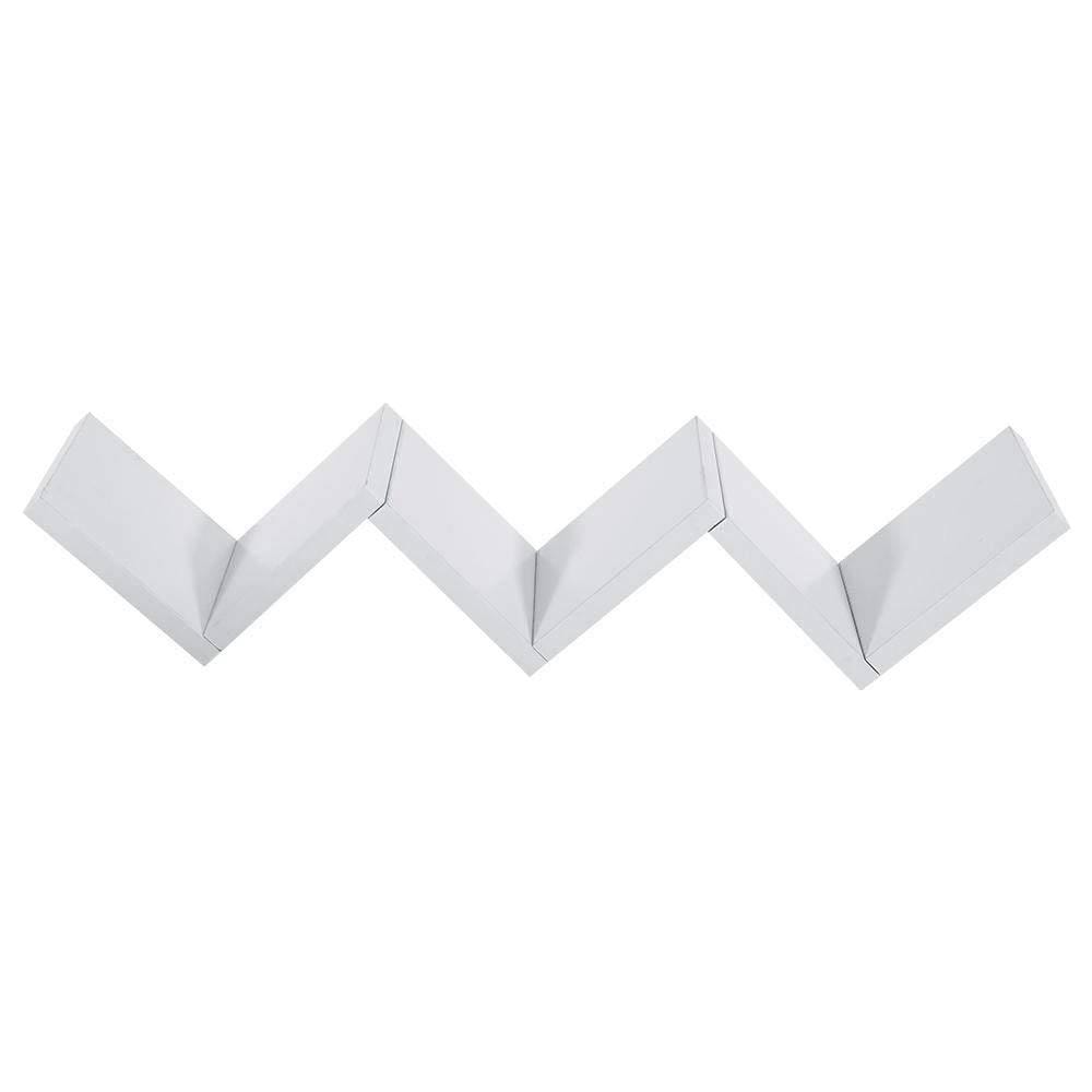 Mensola Parete Moderna Design Zig Zag Mensole Muro Scaffale 3 Ripiani Bianco - Foto 2