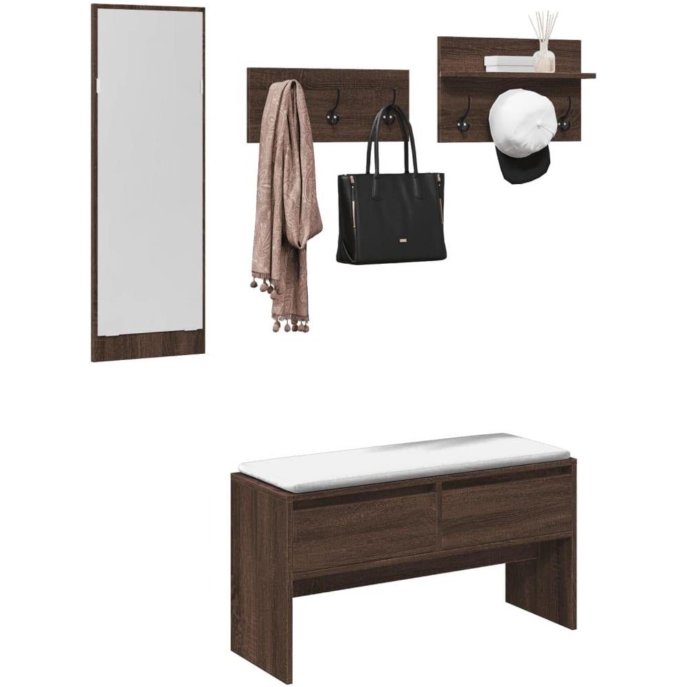 Set Mobili da Ingresso 4 pz Rovere Marrone in Legno Multistrato - Foto 2
