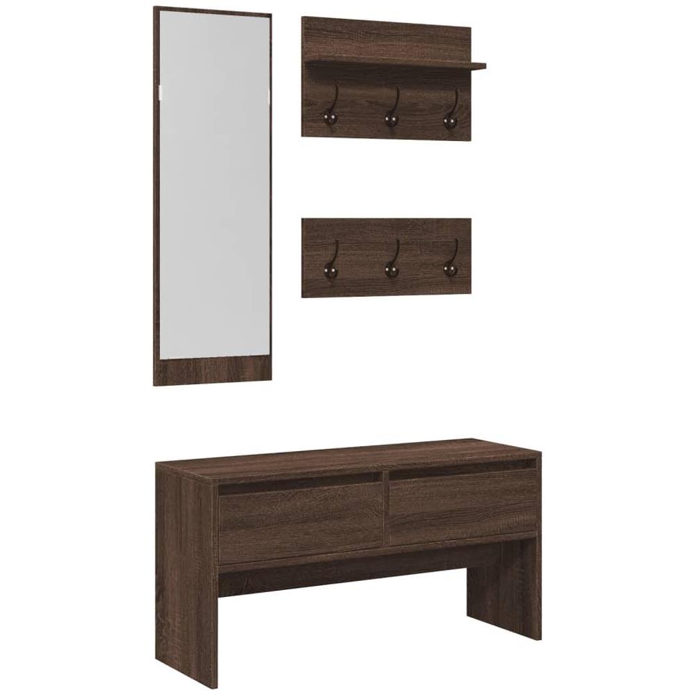 Set Mobili da Ingresso 4 pz Rovere Marrone in Legno Multistrato - Foto 1
