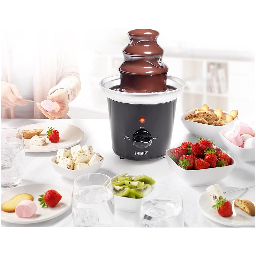 Fontana Di Cioccolato Elettrica A 3 Livelli - Set Fonduta Con Vassoio E 6 Forchette, 40W, Capacità 0,45 Kg, Nero