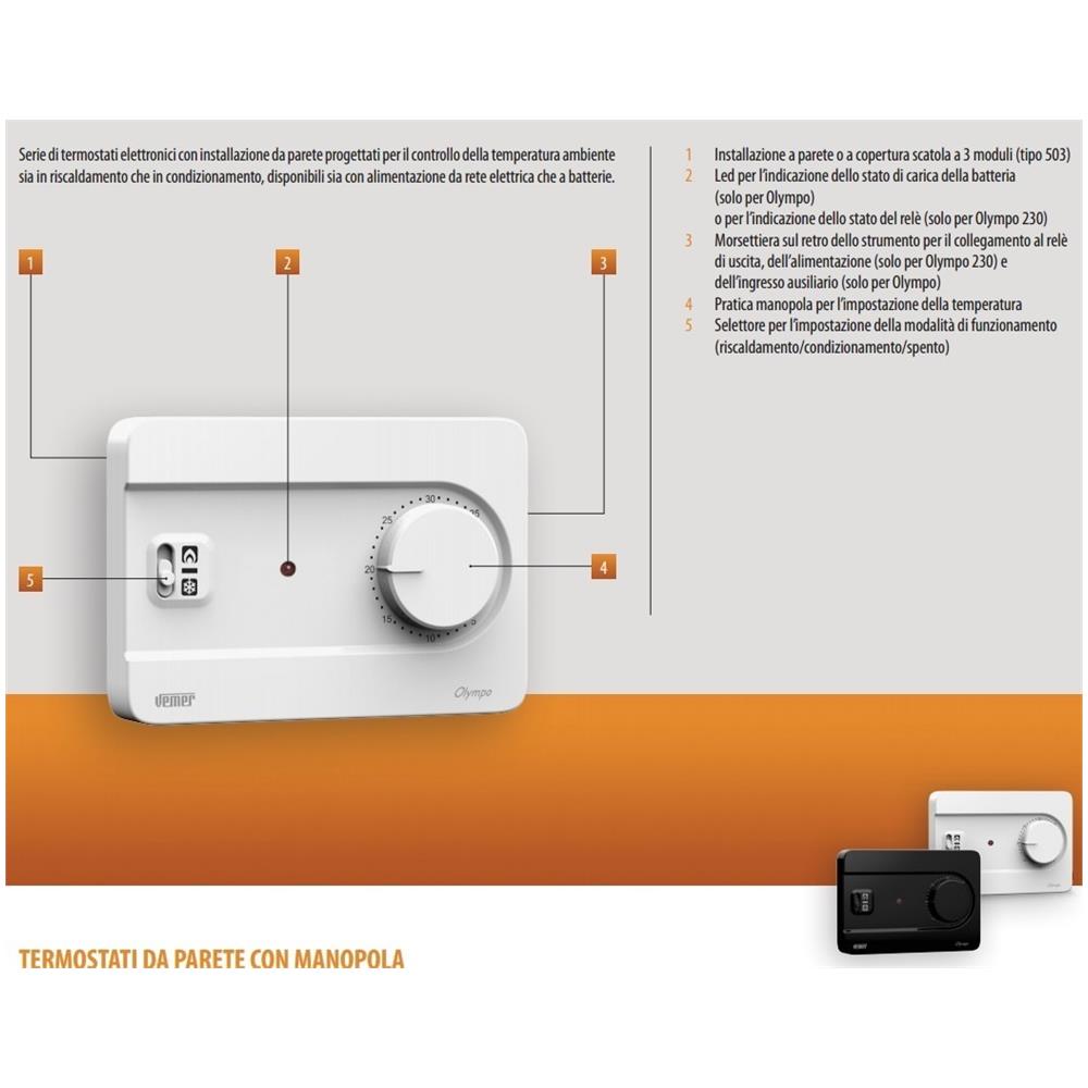 Termostato da parete OLYMPO NERO 230V - Foto 3