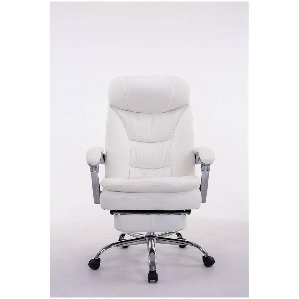 Sedia Ufficio Troy XL con Braccioli in Similpelle I Poltrona Relax Ragolabile con Poggiapiedi I Sedia Poltrona Ergonomica Carico Max 160 kg Bianco - Foto 2