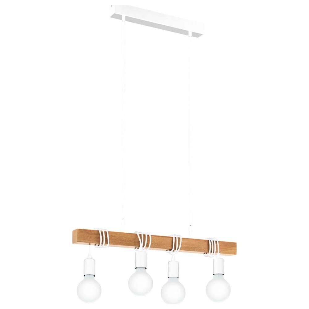 Lampadario Townshend Con 4 Lampadine In Legno Bianco E Beige - Foto 2