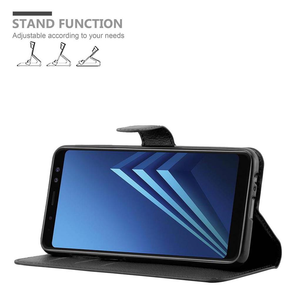 Custodia Compatibile Con Samsung Galaxy A8 2018 In Nero Carbone - Coperchio Protettiva Con Chiusura Magnetica, Funzione Stand E Tasca Per Le Carte - Foto 6