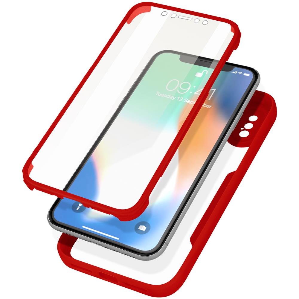 Cover Iphone X E Xs Retro Plexiglass Fronte Polimero Bordo Rosso - Foto 1